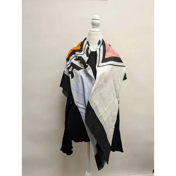 Burberry Color Block TB Graphic Square Cotton Scarf Pale Blue 8043441